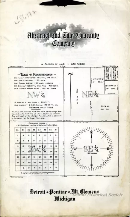 Title, Abstract - A. M. Campau's Three Mile Drive Addition, 
Being a Subdivision of Part of Private Claims 502 and 692.