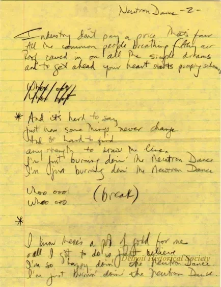Lyrics, Song - Neutron Dance