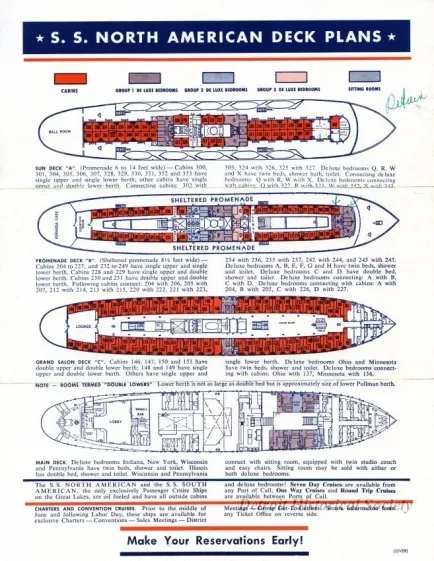 Brochure - S.S. North American Deck Plans
S.S. South American Deck Plans