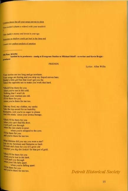 Lyrics, Song - Friends Like Us