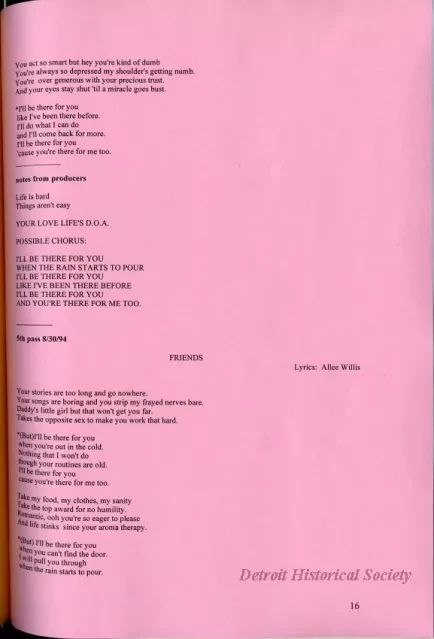 Lyrics, Song - Friends Like Us