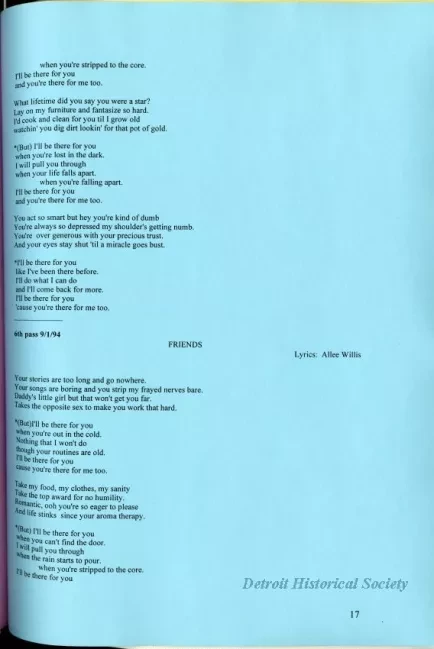 Lyrics, Song - Friends Like Us