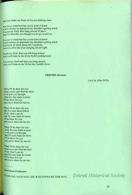 Lyrics, Song - Friends Like Us