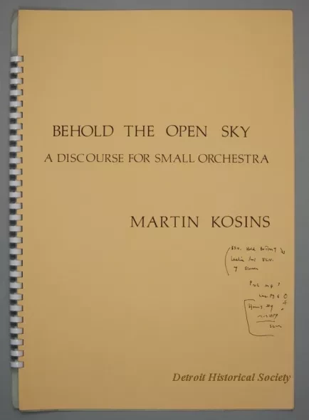Music, Sheet - Behold the Open Sky
A Discourse for Small Orchestra