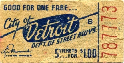 Ticket, Transportation - City of Detroit
Dept. of Street Rwys.
