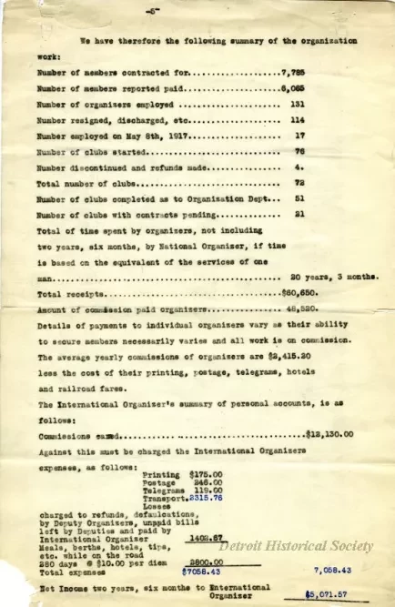Report - Report of National Organizer
November 11, 1914 to May 8, 1917