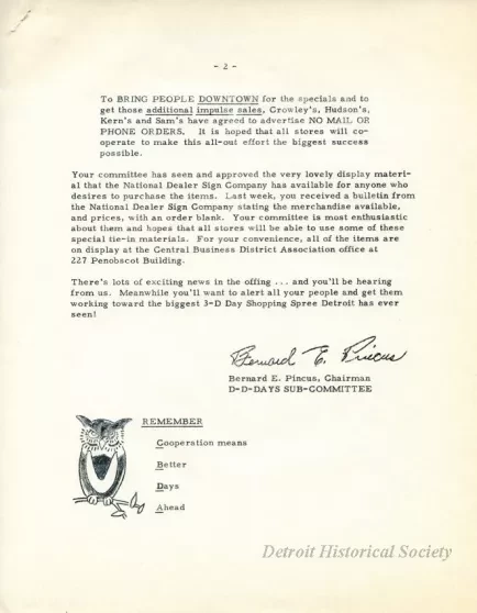 Letter - News Bulletin
Central Business District Association