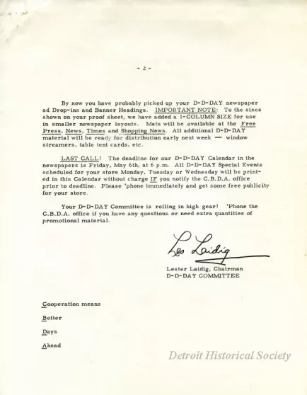Letter - News Bulletin
Central Business District Association