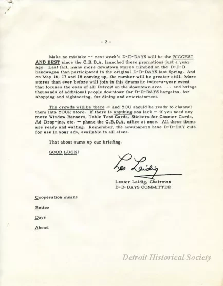 Letter - News Bulletin
Central Business District Association