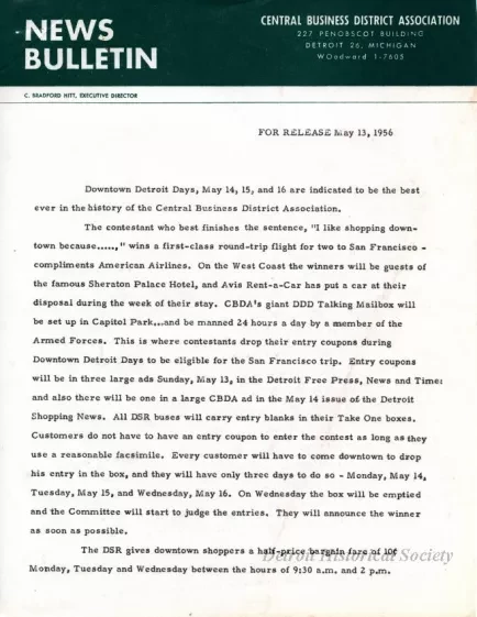 Letter - News Bulletin
Central Business District Association