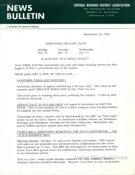Letter - News Bulletin
Central Business District Association
