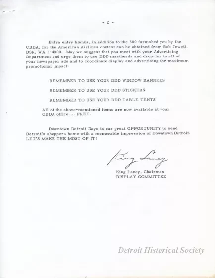 Letter - News Bulletin
Central Business District Association