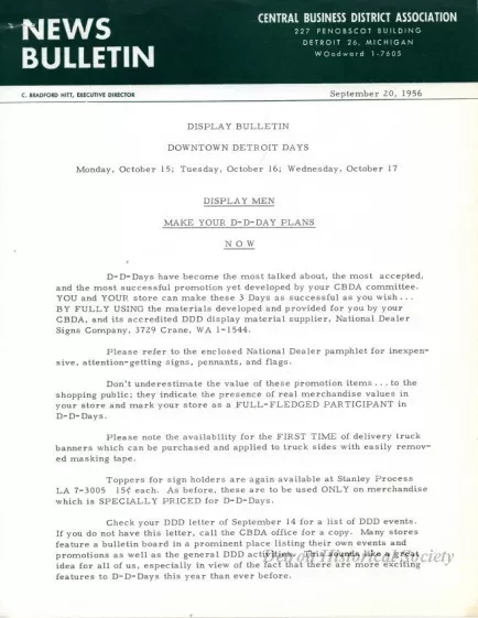 Letter - News Bulletin
Central Business District Association