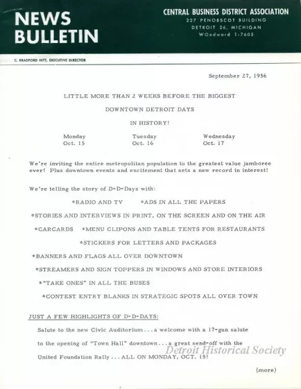 Letter - News Bulletin
Central Business District Association