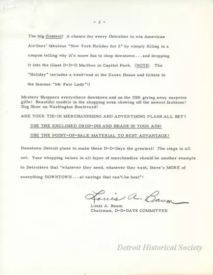 Letter - News Bulletin
Central Business District Association