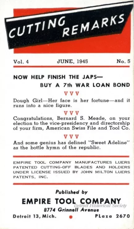 Card, Advertising - Cutting Remarks