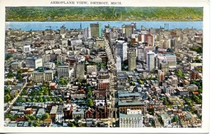 Postcard - Aeroplane View, Detroit Mich.