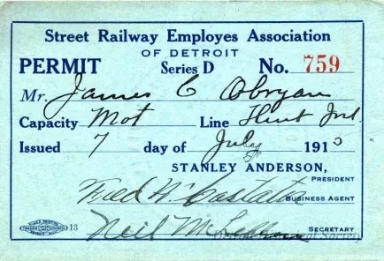 Permit - Street Railway Employes Association of Detroit
Permit
