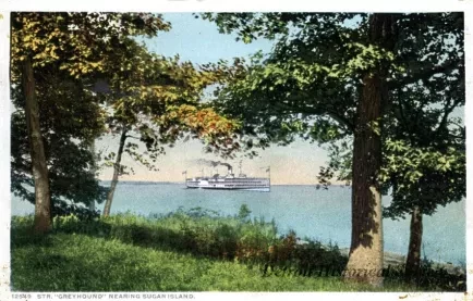 Postcard - 12549  Str. "Greyhound" Nearing Sugar Island