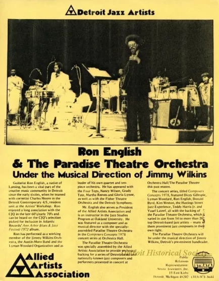 Release, News - Ron English & the Paradise Theatre Orchestra 
Under the Direction of Jimmy Wilkins