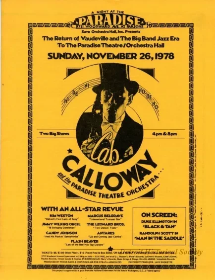 Program - Cab Calloway and the Paradise Theatre Orchestra