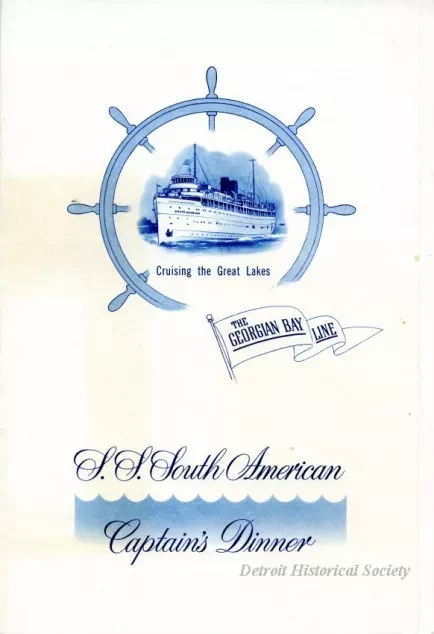 Menu - The Georgian Bay Line 
S.S. South American
Captain's Dinner