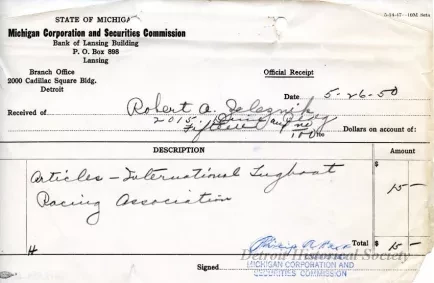 Receipt - State of Michigan
Michigan Corporation and Securities Commission
