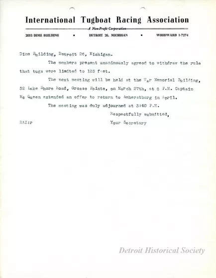 Minutes - Minutes of the Rules Committee Meeting Held at 
3408 Guardian Building, Tuesday, February 27, 1951