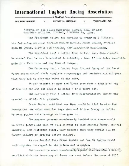 Minutes - Minutes of the Rules Committee Meeting Held at 
3408 Guardian Building, Tuesday, February 27, 1951