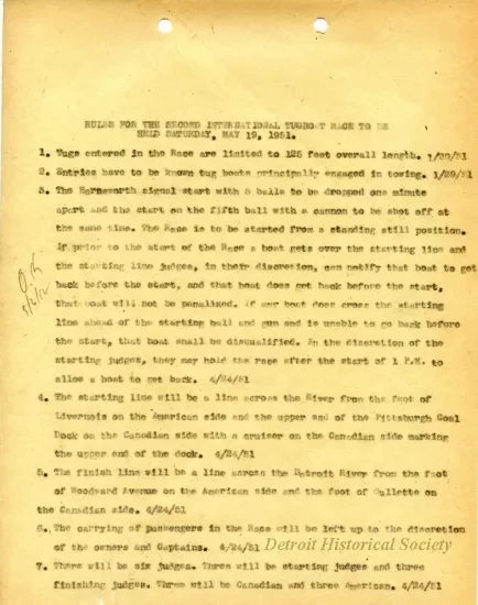 Rules - Rules for the Second International Tugboat Race 
to Be Held Saturday, May 19, 1951