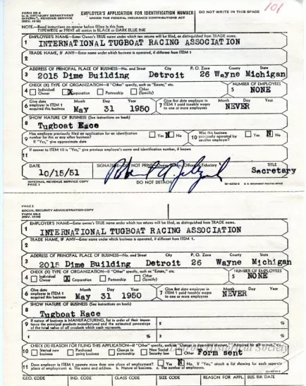 Application - Employer's Application for Identification Number