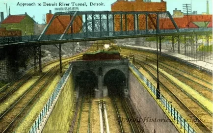 Postcard - Approach to Detroit River Tunnel, Detroit