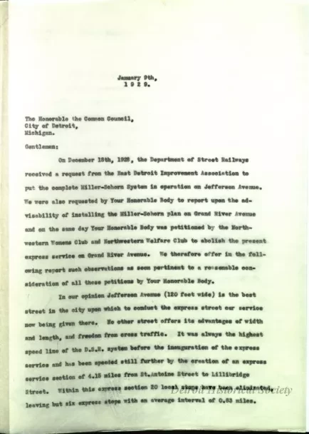 Report - Report of the Street Railway Commission to the 
Honorable Common Council on the Miller-Schorn System