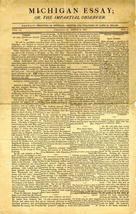 Newspaper - Michigan Essay:
or the Impartial Observer
