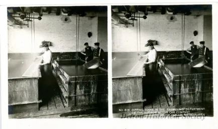 Stereograph - Dipping Tanks In The Enameling Department Of The Hudson Motor Car Company, Hudson Motor Car Co, Detroit, USA