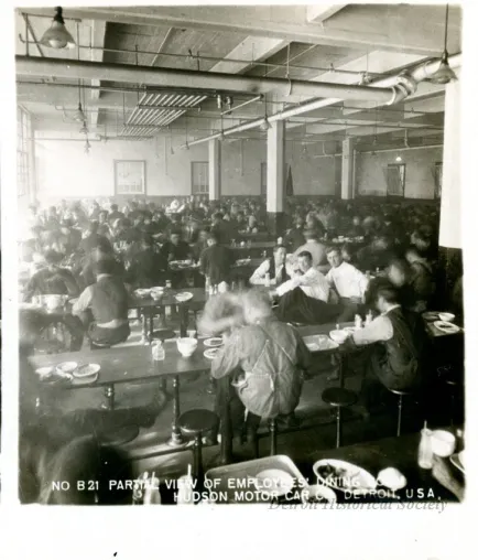 Stereograph - Partial View Of Employees' Dining, Hudson Motor Car Co, Detroit, USA