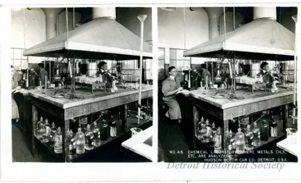 Stereograph - Chemical Laboratory Where Metals, Oils, Etc, Are Analyzed, Hudson Motor Car Co, Detroit, USA