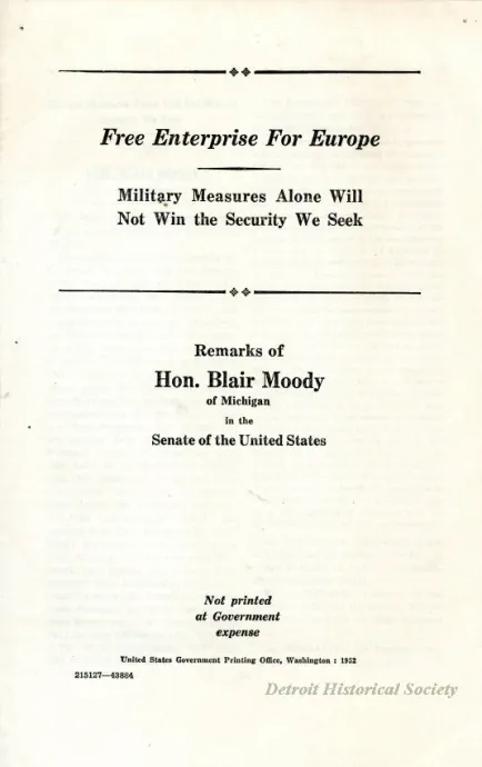 Booklet - Free Enterprise for Europe
Military Measures Alone Will
Not Win the Security We Seek