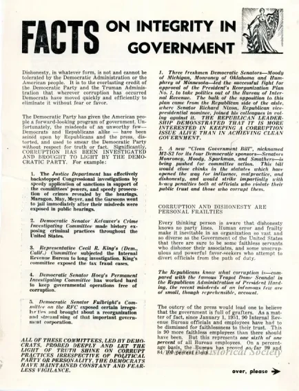 Flier, Political - FACTS On Integrity In Government