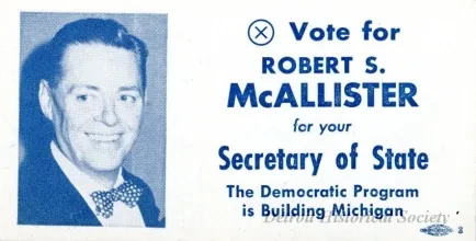 Card, Political - (X) Vote for Robert S. McAllister
