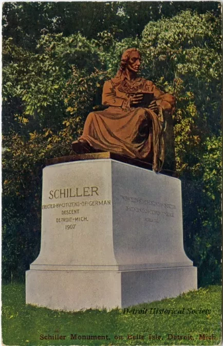 Postcard - Schiller Monument on Belle Isle, Detroit, Mich.