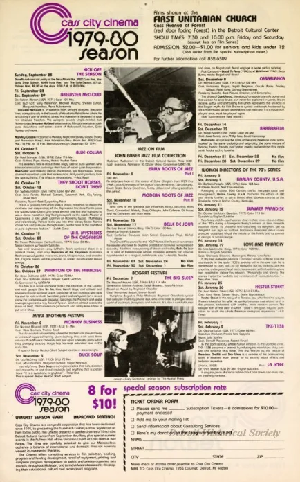 Ad, Print - Cass City Cinema, 1979-80 Season