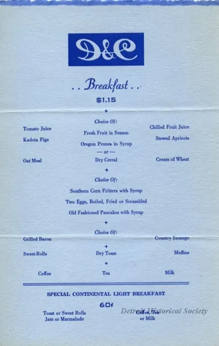 Menu - D&C 
Breakfast