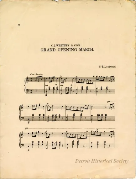 Music, Sheet - C.J. Whiney & Co.'s Grand Opening March