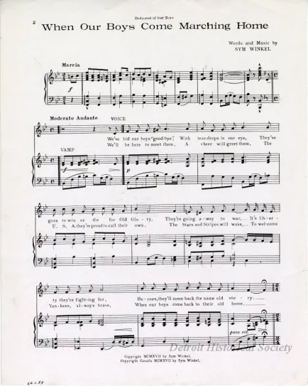 Music, Sheet - When Our Boys Come Marching Home
