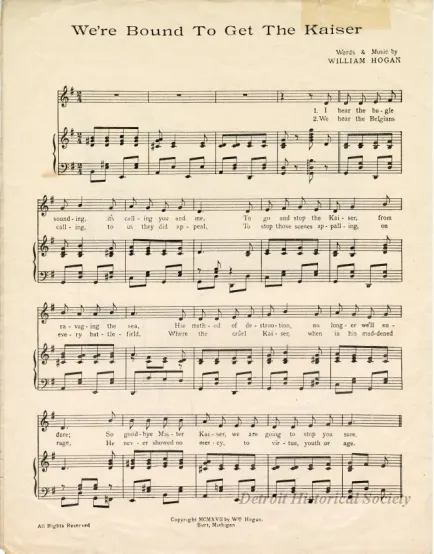 Music, Sheet - We Are Bound to Get the Kaiser