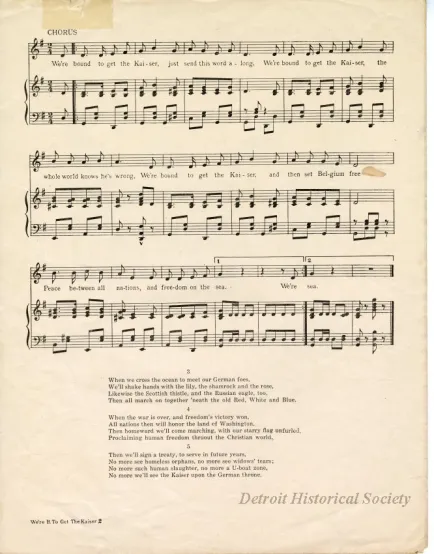 Music, Sheet - We Are Bound to Get the Kaiser
