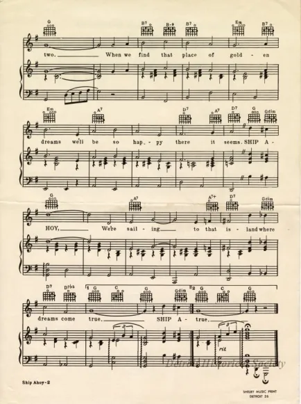 Music, Sheet - Ship Ahoy