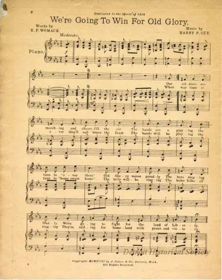 Music, Sheet - We're Going to Win for Old Glory