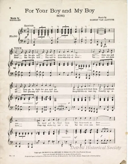 Music, Sheet - For Your Boy and My Boy